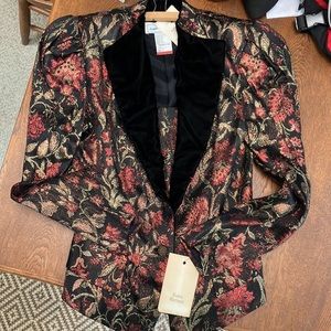 Scott McClintock brocade/velvet jacket. Vntg. GunneSax outlet.Extra panel insert